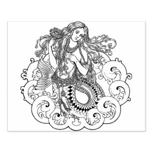 Large Mermaid Rubber Stamp