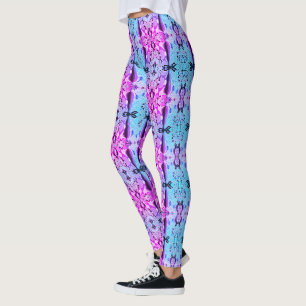Large mirrored of sky blue and pink to purple tone leggings