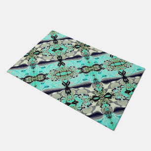 Large mirroring of aquamarine and grey shades thro doormat