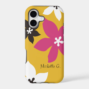 Large modern flower print personalized yellow pink