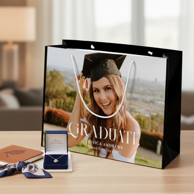 Large Modern Graduate Photo Script Gift Bag (Creator Uploaded)
