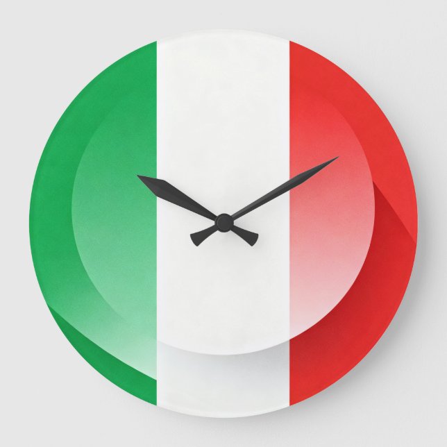 Large Modern Italian Flag Wall Clock (Front)