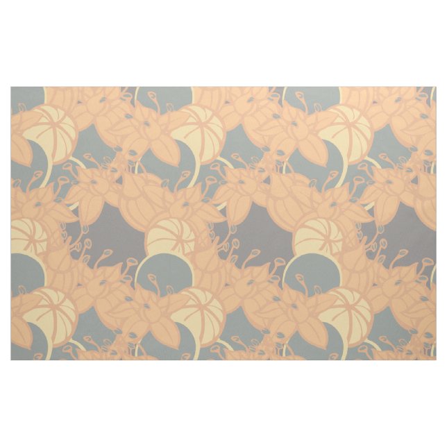 large modern leaf, bud, and flower pattern fabric (Fat Quarter)