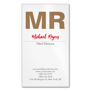 Large Modern Monogram Professional Magnetic Business Card