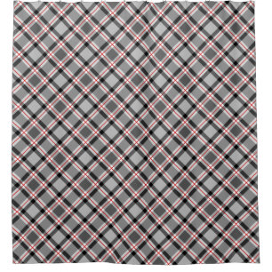 Large Modern Plaid, Black, White, Grey and Red