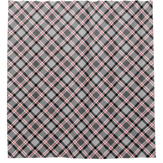 Large Modern Plaid, Black, White, Grey and Red (Front)