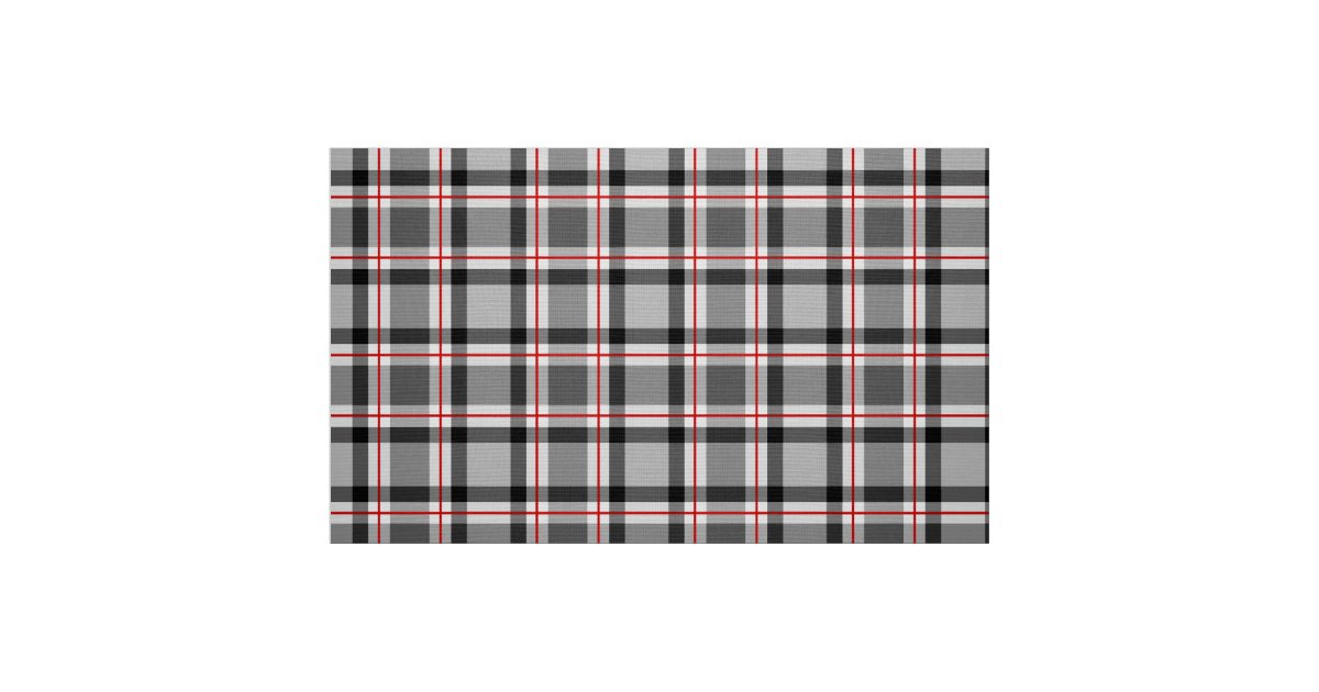 Black Grey Plaid Fabric