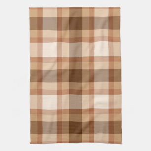 Large Modern Plaid, Brown, Beige, Copper, and Tan Kitchen Towel