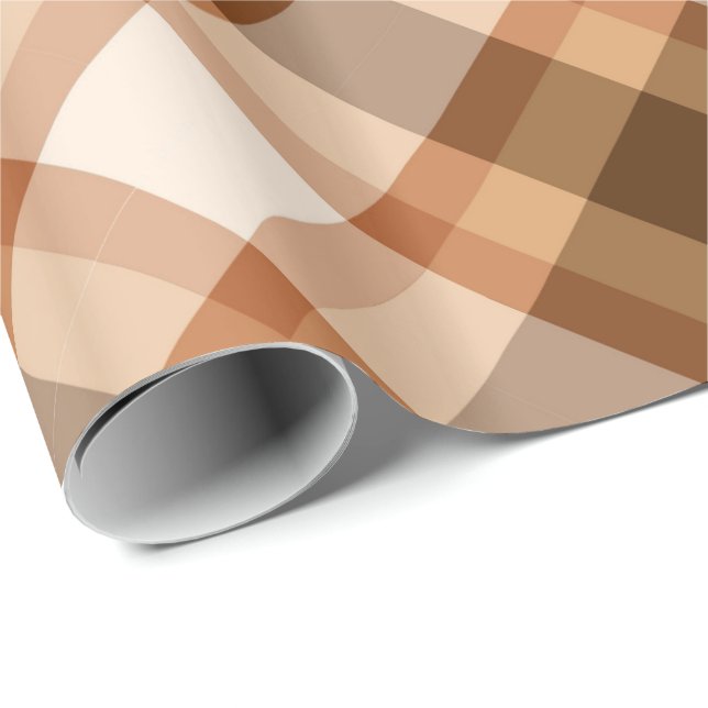Large Modern Plaid, Brown, Beige, Copper, and Tan Wrapping Paper (Roll Corner)