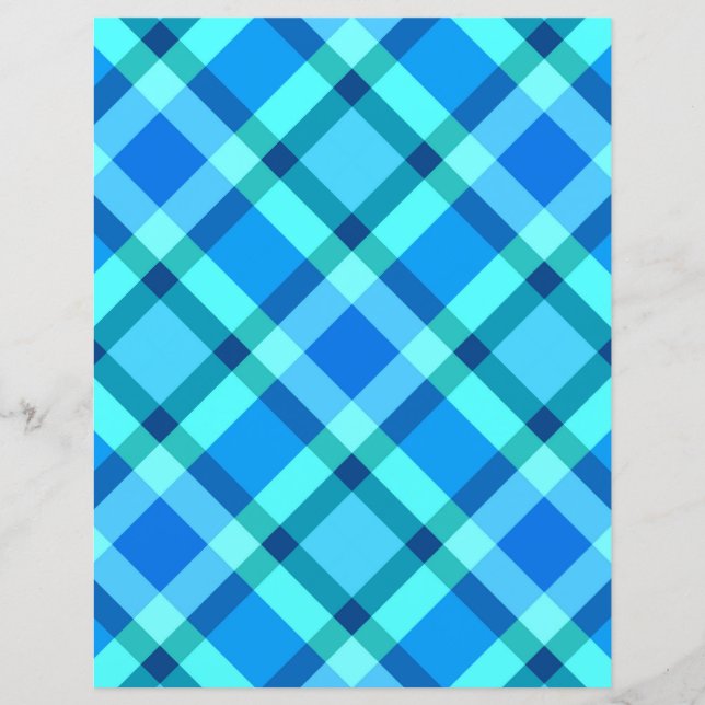 Large Modern Plaid, Cobalt Blue and Turquoise (Front)