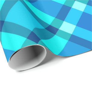 Large Modern Plaid, Cobalt Blue, Aqua & Turquoise Wrapping Paper