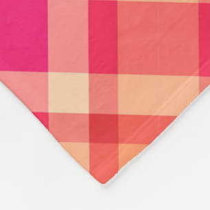 Large Modern Plaid, Orange, Coral and Fuchsia Pink Fleece Blanket
