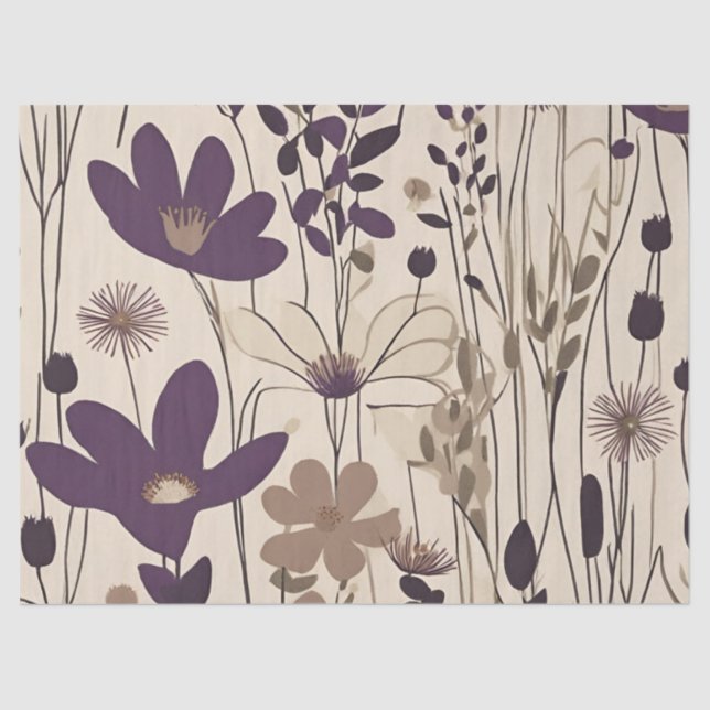 Large Modern Purple Eggplant Flower Tissue Paper (Front)