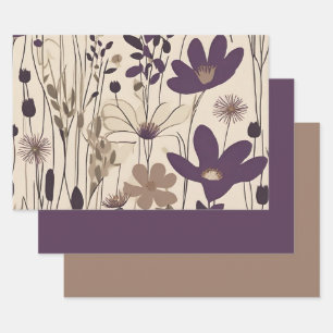 Large Modern Purple Eggplant Flower Wrapping Paper Sheet