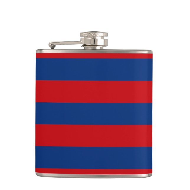 Large Modern Vibrant Horizontal Stripes Decor Hip Flask (Front)
