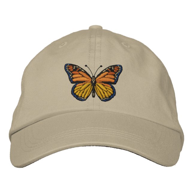 Large Monarch Butterfly Embroidery Embroidered Hat (Front)