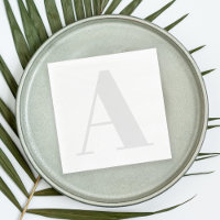 Large Monogram Any Initial Neutral Light Grey