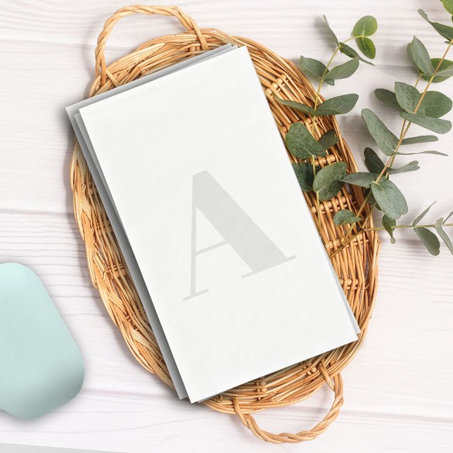 Large Monogram Any Initial Neutral Light Grey Napkin (Creator Uploaded)
