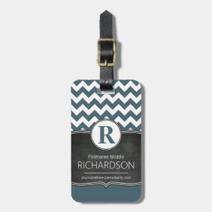 Large Monogram Chevron Personalized Luggage Tag