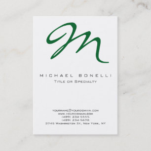 Large Monogram Green Calligraphy Business Card