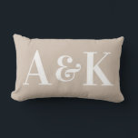 Large Monogram Initials on Solid Colour Lumbar Pillow<br><div class="desc">This simple and stylish throw pillow features a solid colour soft beige background with large monogram initials. You can personalize the pillow to include your own custom initials or text. It's perfect for representing a newlywed couple,  children,  or a family.</div>
