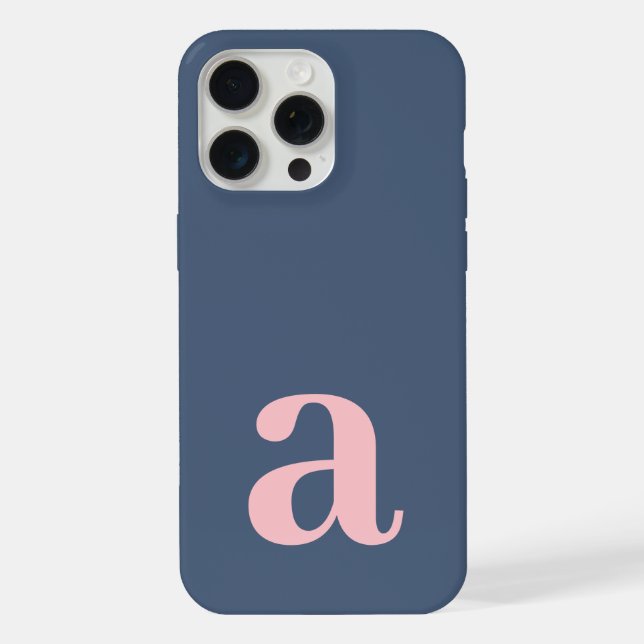 Large Monogram Letter Blue & Pink Minimalist iPhone Case (Back)