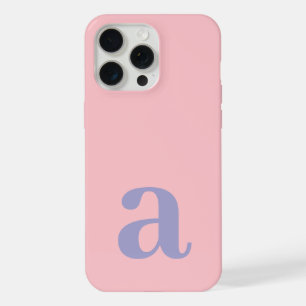 Large Monogram Letter Pink & Blue Minimalist iPhone 15 Pro Max Case