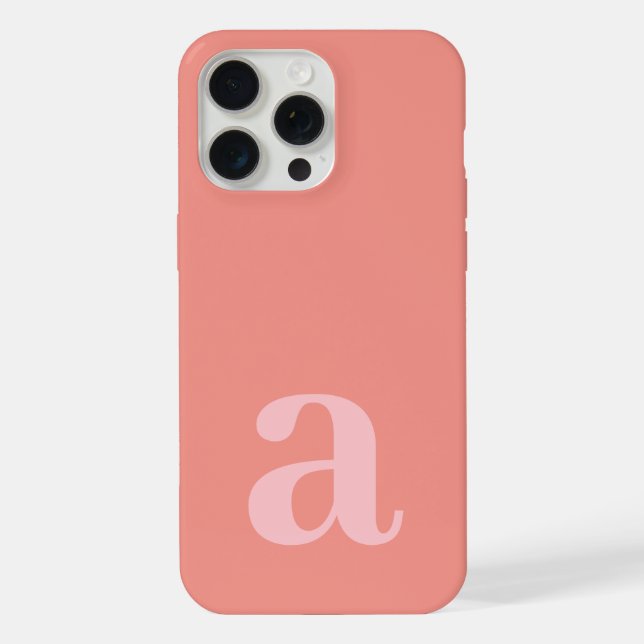 Large Monogram Letter Pink Minimalist iPhone Case (Back)