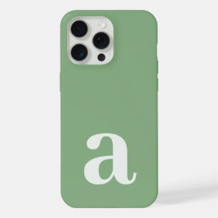 Large Monogram Letter Sage Green Minimalist iPhone 15 Pro Max Case