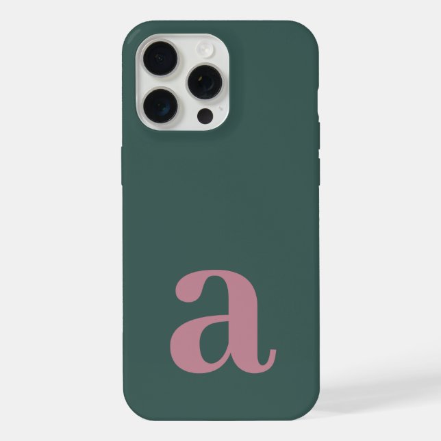 Large Monogram Letter Sea Green/Purple Minimalist iPhone Case (Back)