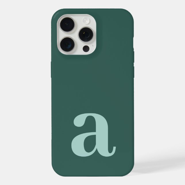 Large Monogram Letter Sea Green/Teal Minimalist iPhone Case (Back)