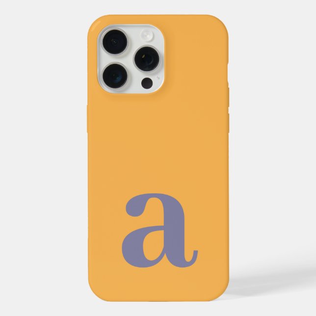 Large Monogram Letter Yellow & Blue Minimalist iPhone Case (Back)