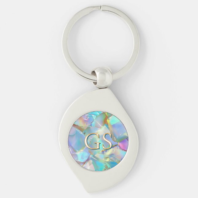 Large Monogram or Name on Opal Keychain (Front)
