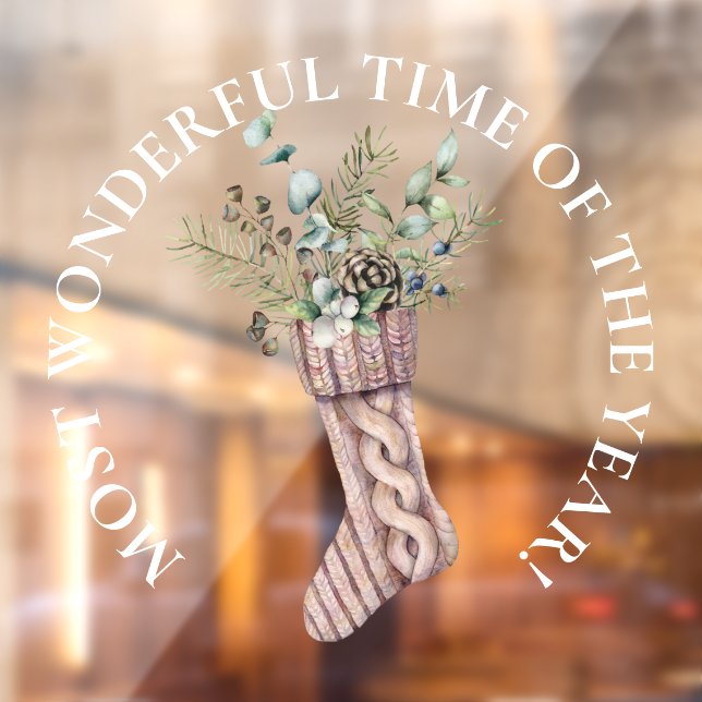 LARGE-Most Wonderful Time,  Christmas Stocking Window Cling (Sheet 2)