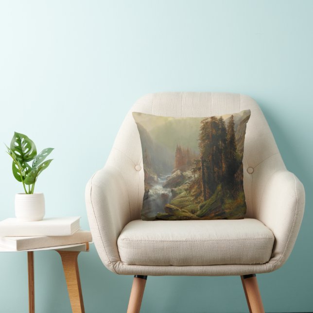 Large Mountain Landscape – Albert Zimmermann Throw Pillow (Chair)