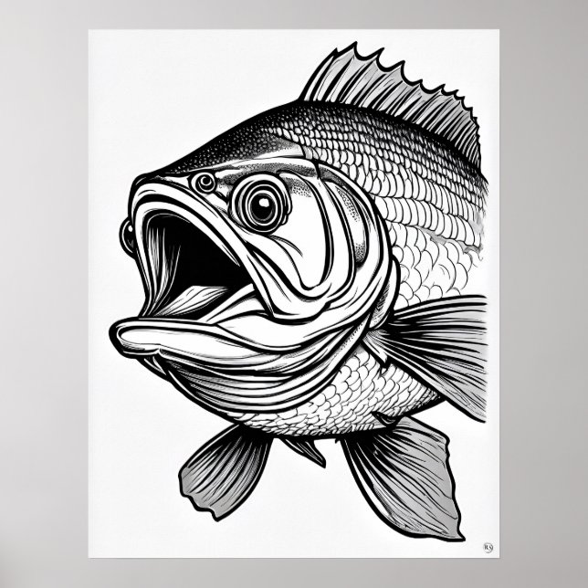 Large Mouth Bass - Fish Art Print (Front)