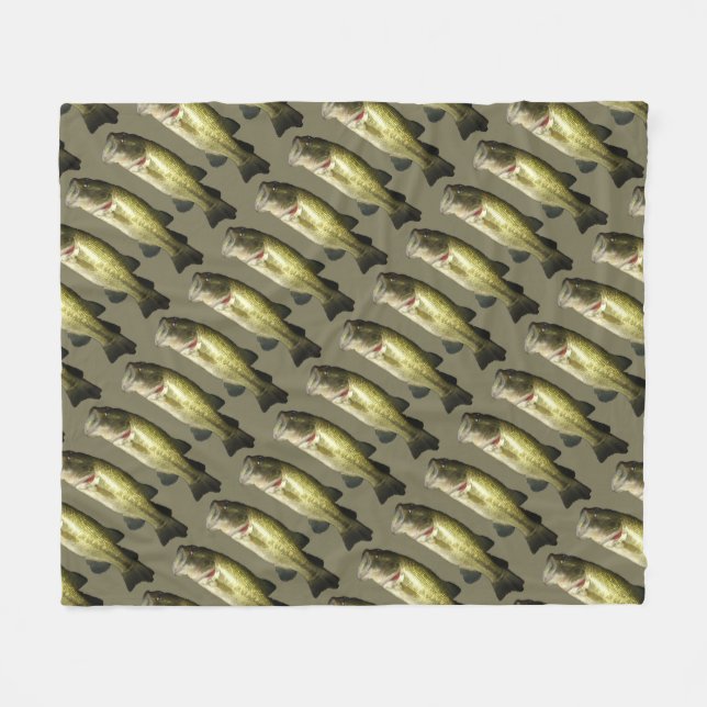 Large Mouth Bass Fish Pattern Hunter Green Mens Fleece Blanket (Front (Horizontal))