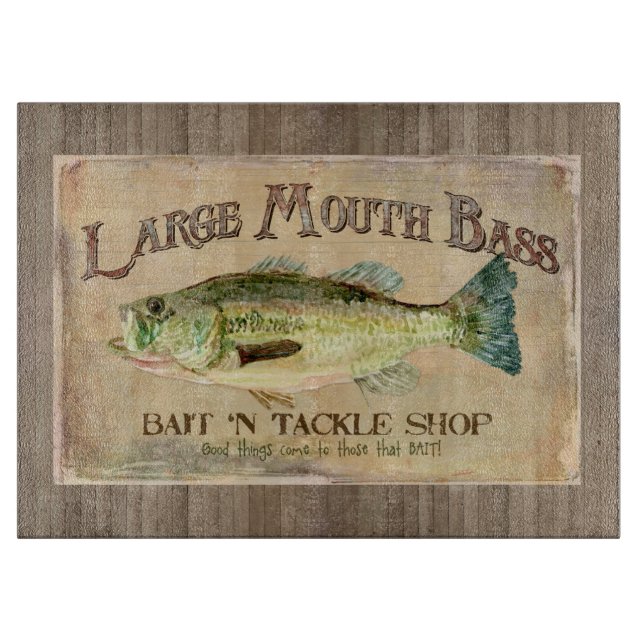 Large Mouth Bass Fisherman Cabin Wood Boards (Front)