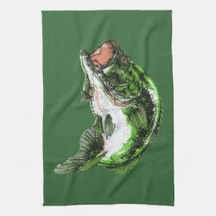 Large mouth Bass Kitchen Towel