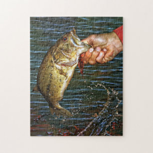 Large Mouth Bass Vintage Antique Photography Jigsaw Puzzle
