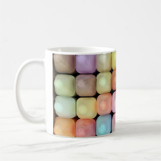 Large multi-colored chalk pattern on mug