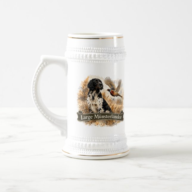 Large Münsterländer with  Pheasant Beer Stein (Left)