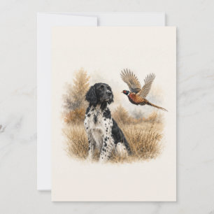 Large Münsterländer with  Pheasant Invitation