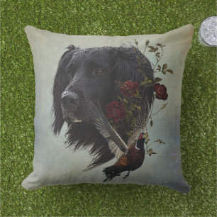 Large Munsterlander with pheasant Outdoor Pillow