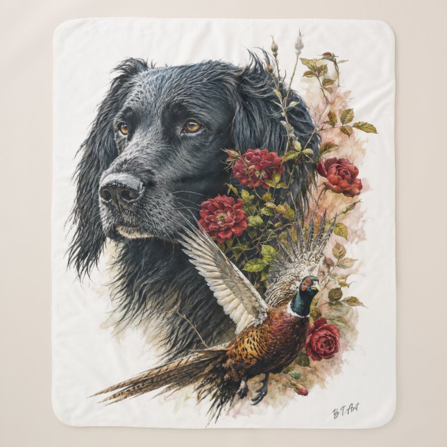 Large Munsterlander with pheasant   Sherpa Blanket (Front)