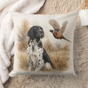 Large Münsterländer with Pheasant Throw Pillow