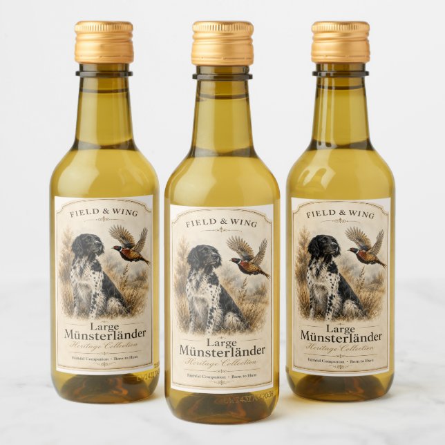 Large Münsterländer with  Pheasant Wine Label (Bottles)