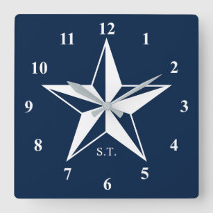 Large nautical star navy blue custom big square wall clock