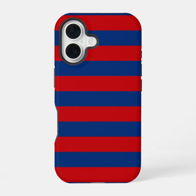 Large Nautical Theme Horizontal Stripes iPhone 16 Case (Back)