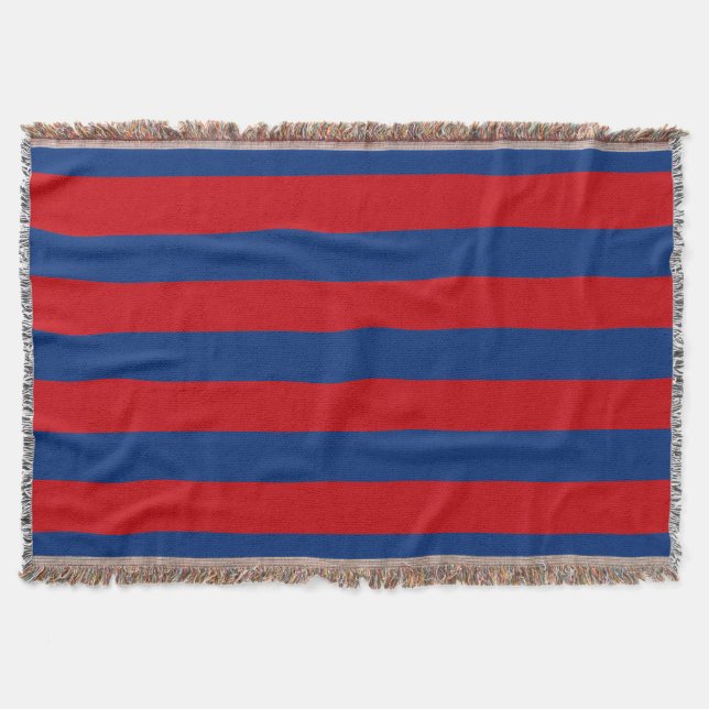 Large Nautical Theme Horizontal Stripes Throw Blanket (Front)